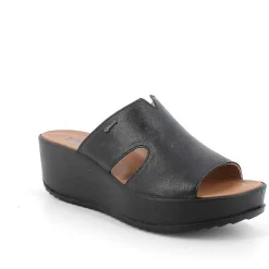 Woman Igi&Co Wedges-Black Women'S Leather Wedge Sandals