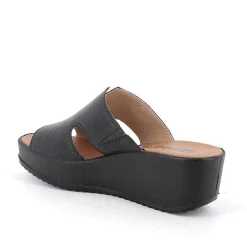 Woman Igi&Co Wedges-Black Women'S Leather Wedge Sandals