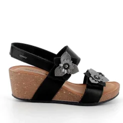 Woman Igi&Co Wedges-Black Women'S Leather Wedge Sandals