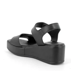 Woman Igi&Co Wedges-Black Women'S Leather Wedge Sandals