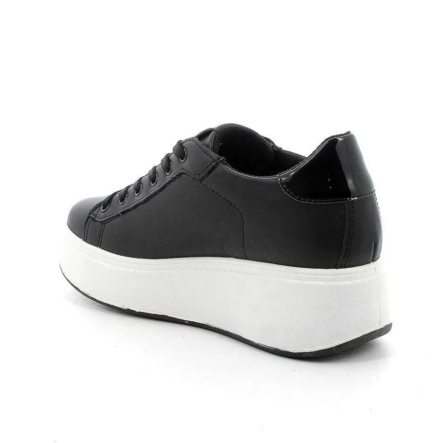 Woman Igi&Co Wedges-Black Women'S Leather Wedge Sneakers