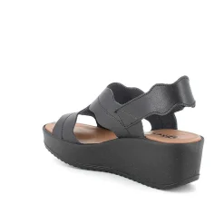 Woman Igi&Co Wedges-Black Women'S Leather Wedge Sandals