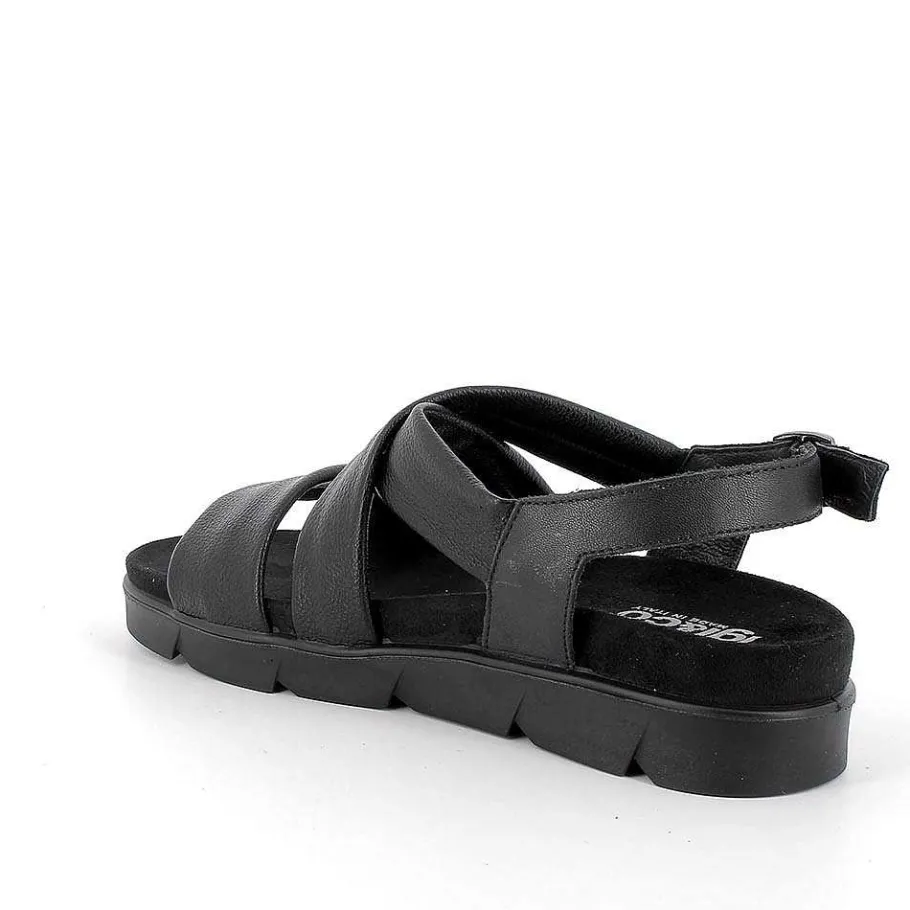 Woman Igi&Co Sandals And Flip Flops-Black Women'S Sandals