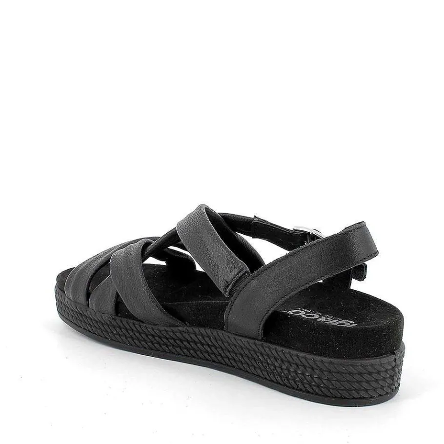 Woman Igi&Co Sandals And Flip Flops-Black Women'S Sandals