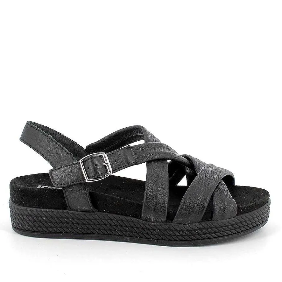 Woman Igi&Co Sandals And Flip Flops-Black Women'S Sandals
