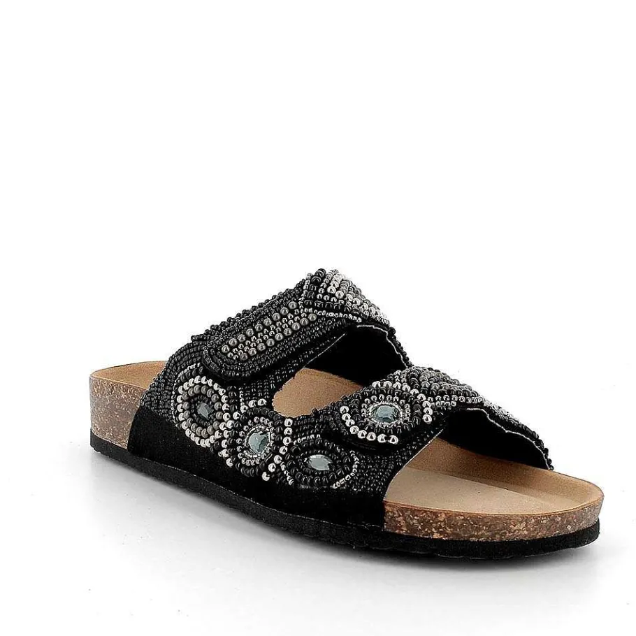 Woman Igi&Co Sandals And Flip Flops-Black Women'S Sandals