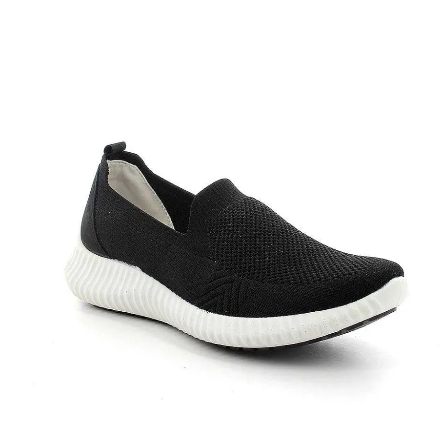 Woman Igi&Co Moccasins And Slip Ons-Black Women'S Sock Sneakers