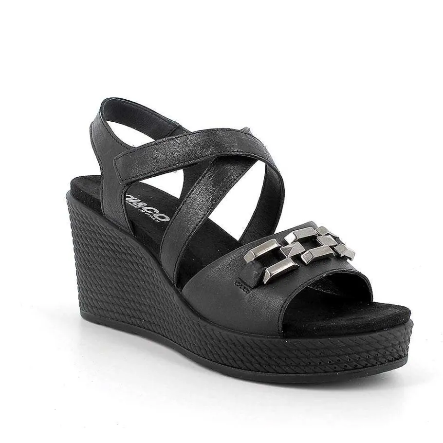 Woman Igi&Co Wedges-Black Women'S Wedge Sandals