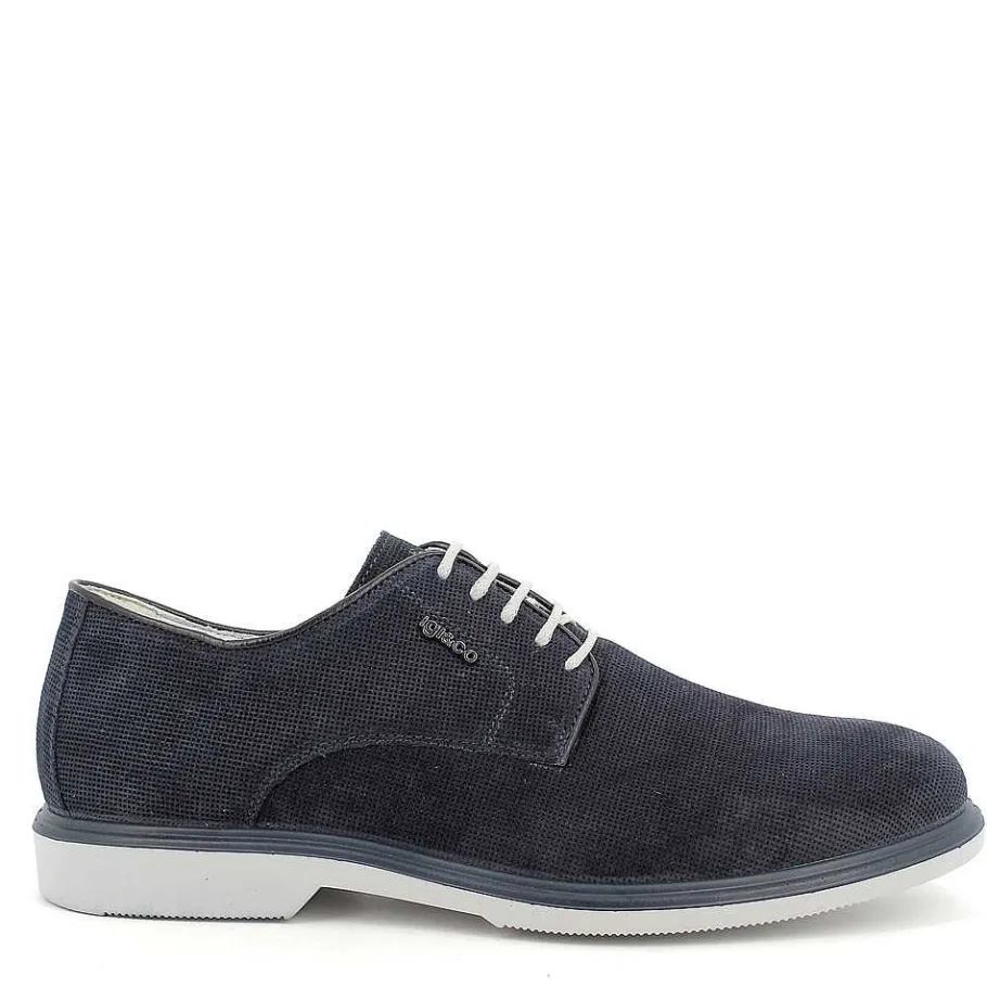 Man Igi&Co Lace Up-Blue Men'S Leather Lace-Up