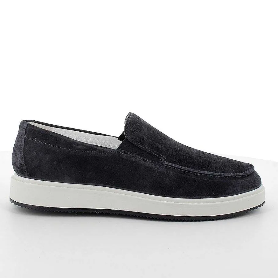 Man Igi&Co Moccasins And Flat Shoes-Blue Men'S Leather Loafers
