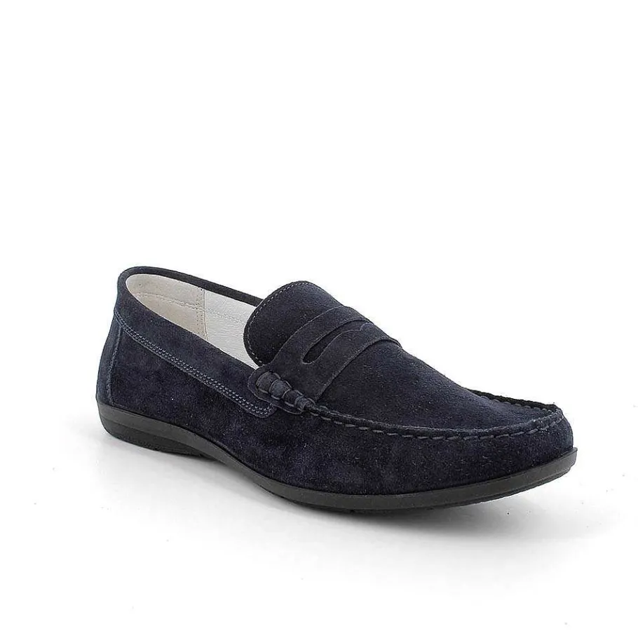 Man Igi&Co Moccasins And Flat Shoes-Blue Men'S Leather Loafers