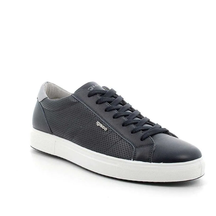 Man Igi&Co Sneakers-Blue Men'S Leather Sneakers