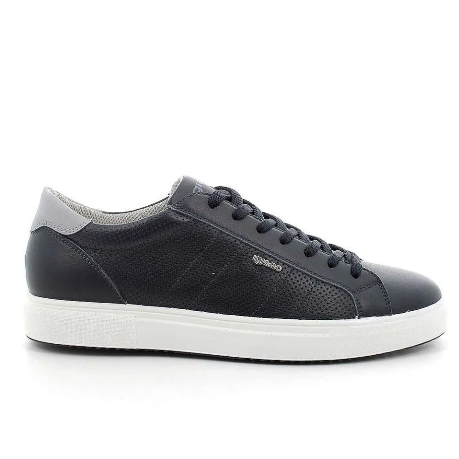 Man Igi&Co Sneakers-Blue Men'S Leather Sneakers