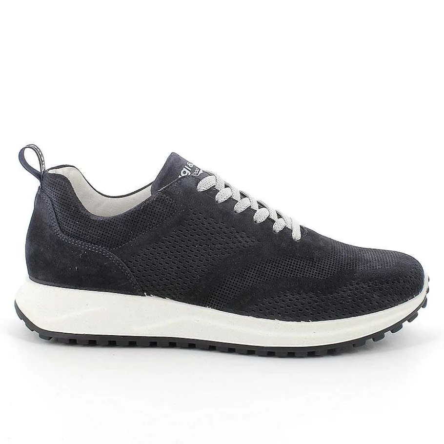 Man Igi&Co Sneakers-Blue Men'S Leather Sneakers
