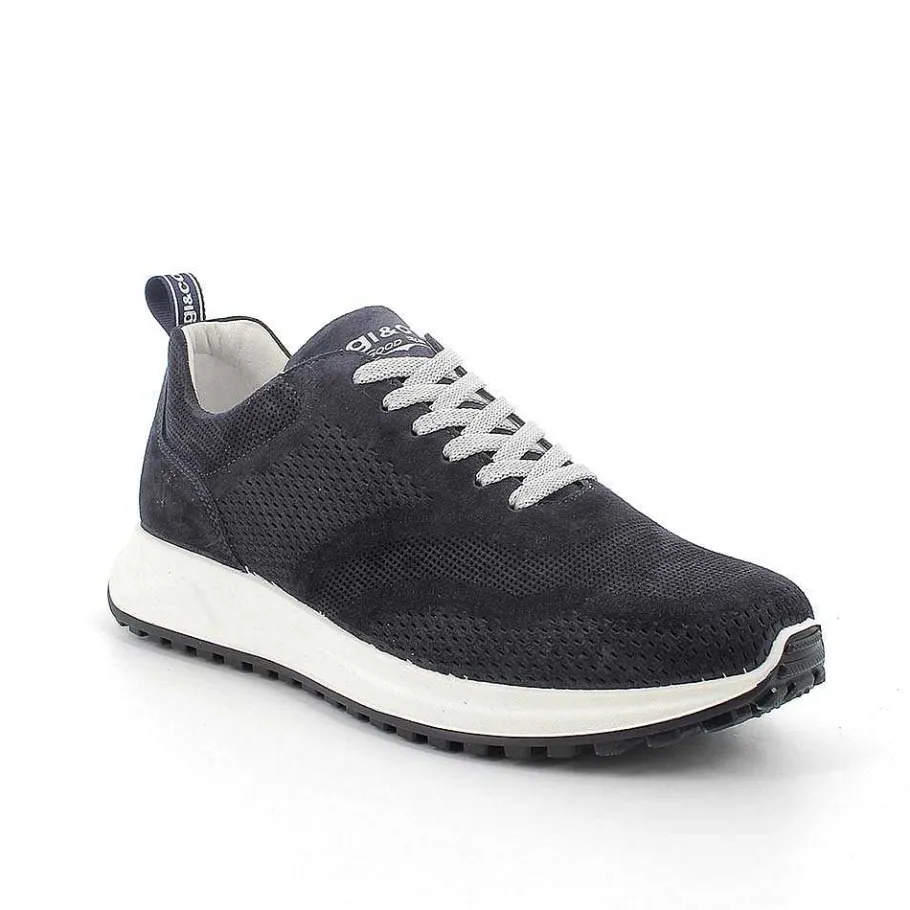 Man Igi&Co Sneakers-Blue Men'S Leather Sneakers