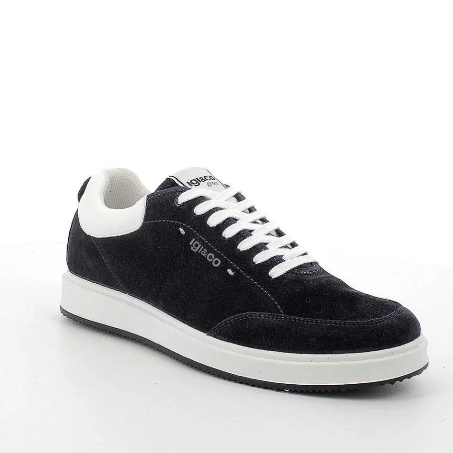 Man Igi&Co Sneakers-Blue Men'S Leather Sneakers