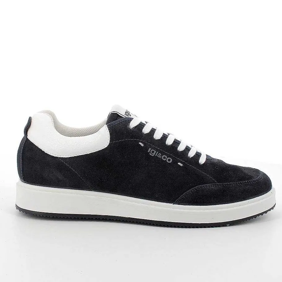 Man Igi&Co Sneakers-Blue Men'S Leather Sneakers