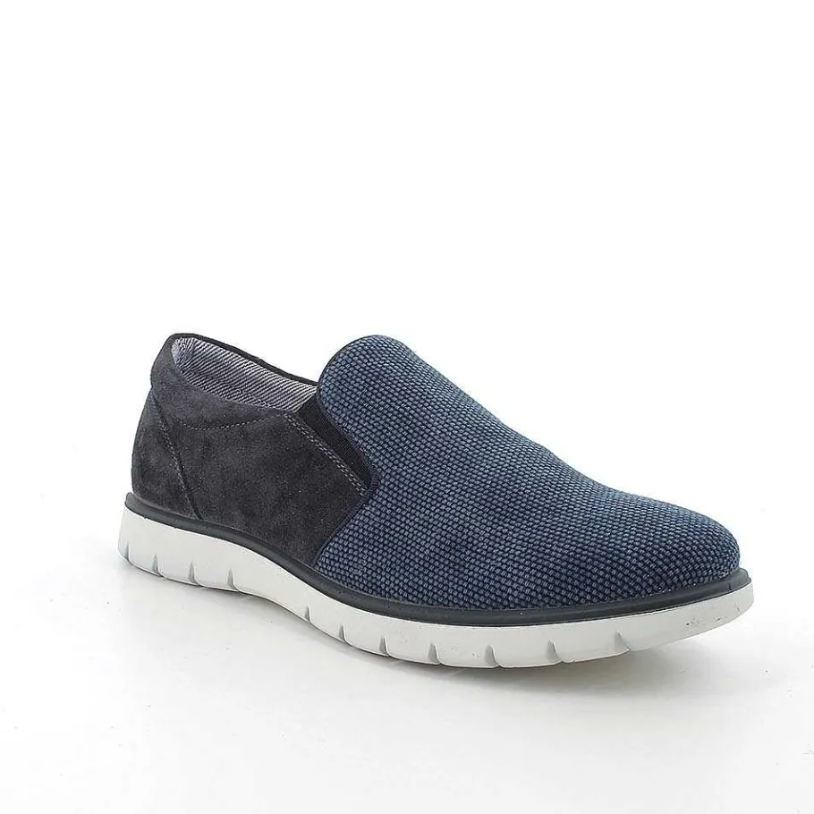 Man Igi&Co Moccasins And Flat Shoes-Blue Men'S Slip On