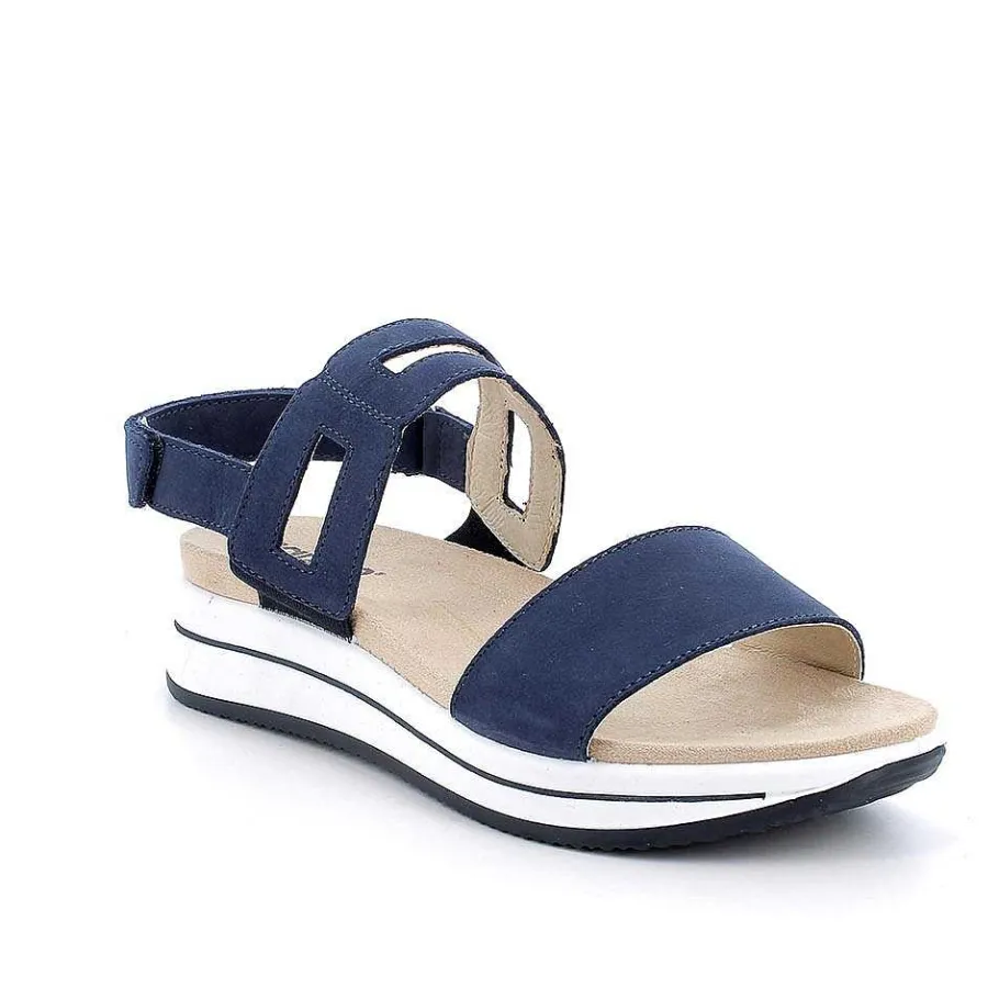 Woman Igi&Co Wedges-Blue Women'S Leather Wedge Sandals