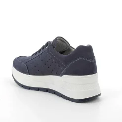 Woman Igi&Co Wedges-Blue Women'S Leather Wedge Sneakers