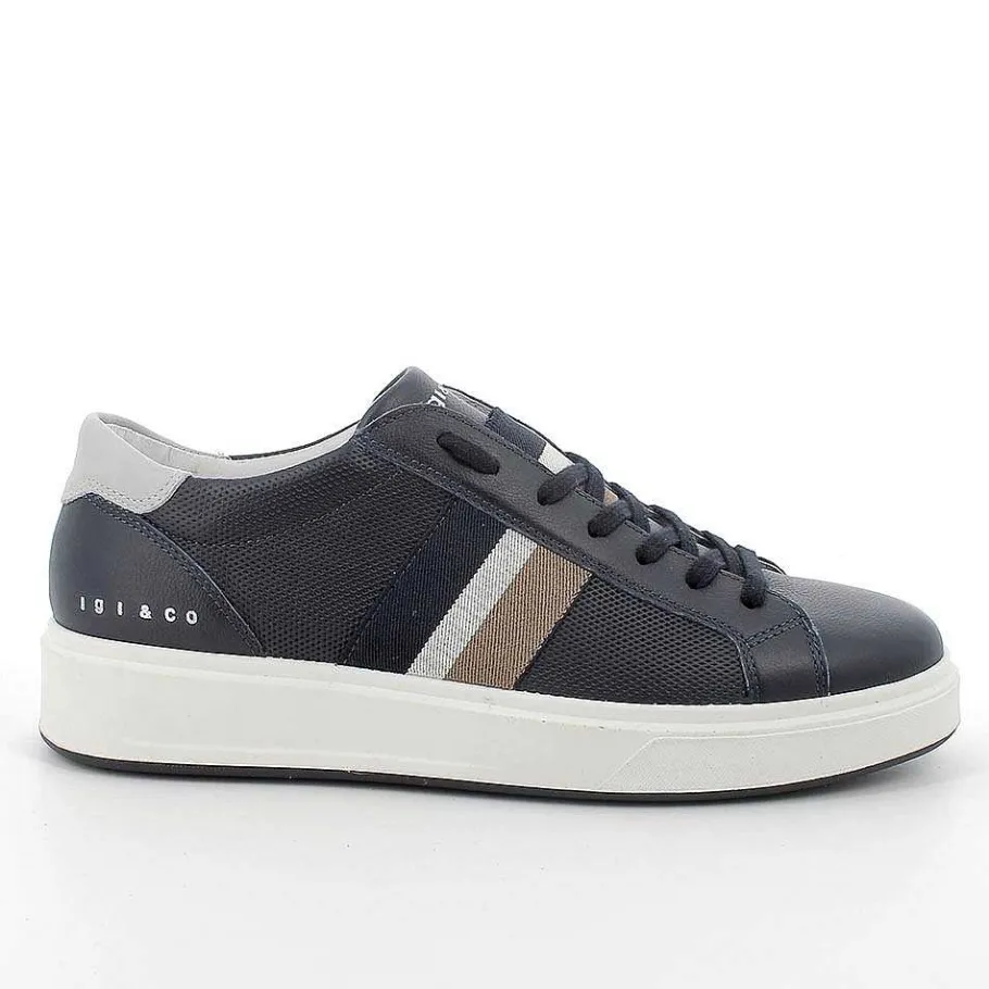 Man Igi&Co Sneakers-Blue-Pearl Men'S Leather Sneakers