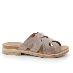 Woman Igi&Co Sandals And Flip Flops-Caramel Laminated Women'S Leather Sandals