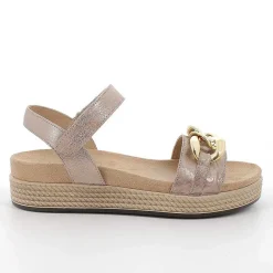 Woman Igi&Co Sandals And Flip Flops-Caramel Laminated Women'S Leather Sandals