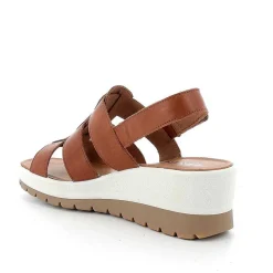 Woman Igi&Co Wedges-Cognac Women'S Leather Wedge Sandals