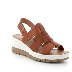 Woman Igi&Co Wedges-Cognac Women'S Leather Wedge Sandals