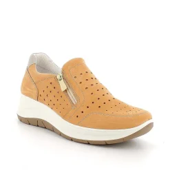 Woman Igi&Co Moccasins And Slip Ons-Cognac Women'S Leather Wedge Slip On