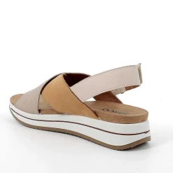 Woman Igi&Co Wedges-Cognac-Champagne Women'S Leather Wedge Sandals