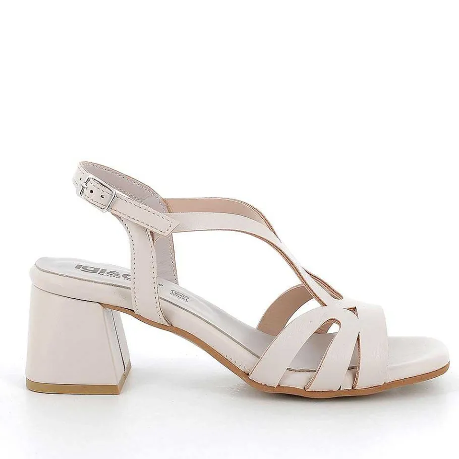 Woman Igi&Co Heeled Shoes-Cream Women'S Heeled Sandals