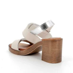 Woman Igi&Co Heeled Shoes-Cream Women'S Leather Heeled Sandals