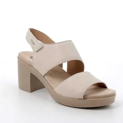 Woman Igi&Co Heeled Shoes-Cream Women'S Leather Heeled Sandals