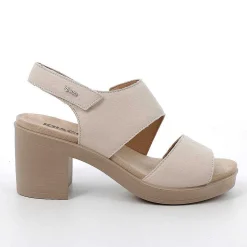 Woman Igi&Co Heeled Shoes-Cream Women'S Leather Heeled Sandals