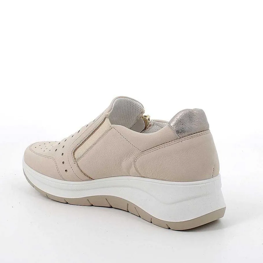 Woman Igi&Co Moccasins And Slip Ons-Cream Women'S Leather Wedge Slip On