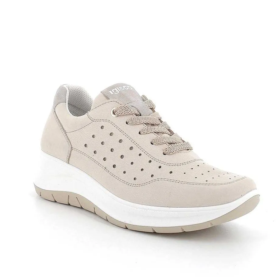 Woman Igi&Co Wedges-Cream Women'S Leather Wedge Shoes