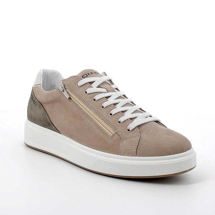 Man Igi&Co Sneakers-Dark Beige Men'S Leather Sneakers