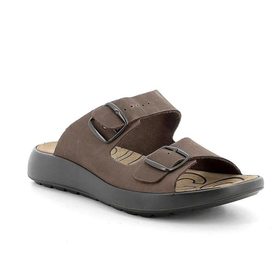 Man Igi&Co Eco-Sustainable Shoes-Dark Brown Men'S Leather Sandals