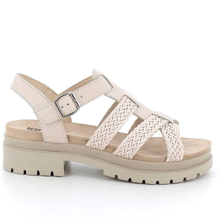 Woman Igi&Co Heeled Shoes-Ecru Women'S Leather Heeled Sandals
