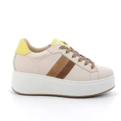 Woman Igi&Co Wedges-Ecru Women'S Leather Wedge Sneakers