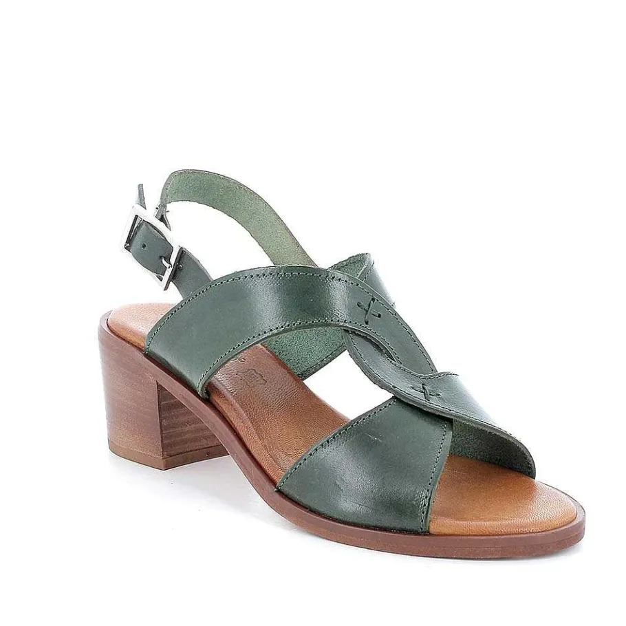 Woman Igi&Co Heeled Shoes-Forest Women'S Leather Heeled Sandals