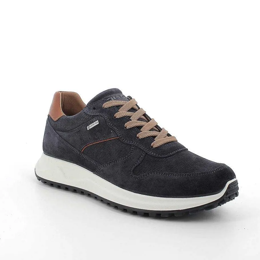 Man Igi&Co Sneakers-Gore-Tex Men'S Leather Sneakers Blue