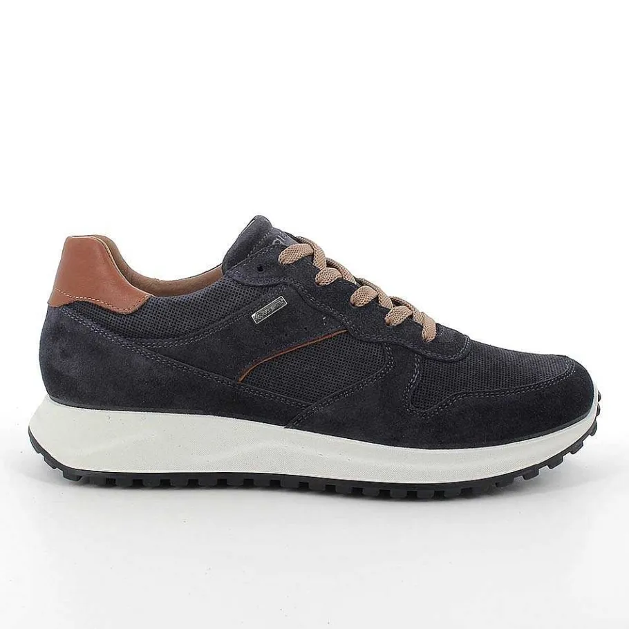 Man Igi&Co Sneakers-Gore-Tex Men'S Leather Sneakers Blue