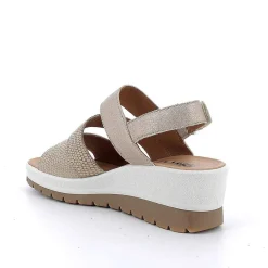 Woman Igi&Co Wedges-Iridescent Beige Women'S Leather Wedge Sandals