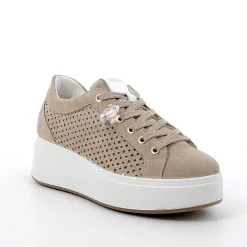 Woman Igi&Co Wedges-Ivory Women'S Leather Wedge Sneakers