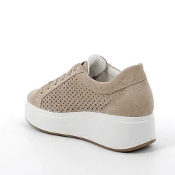 Woman Igi&Co Wedges-Ivory Women'S Leather Wedge Sneakers