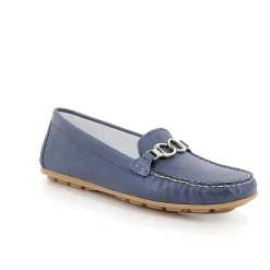 Woman Igi&Co Moccasins And Slip Ons-Laminated Blue Women'S Leather Loafers