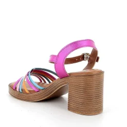 Woman Igi&Co Heeled Shoes-Laminated Fuxia Women'S Leather Heeled Sandals