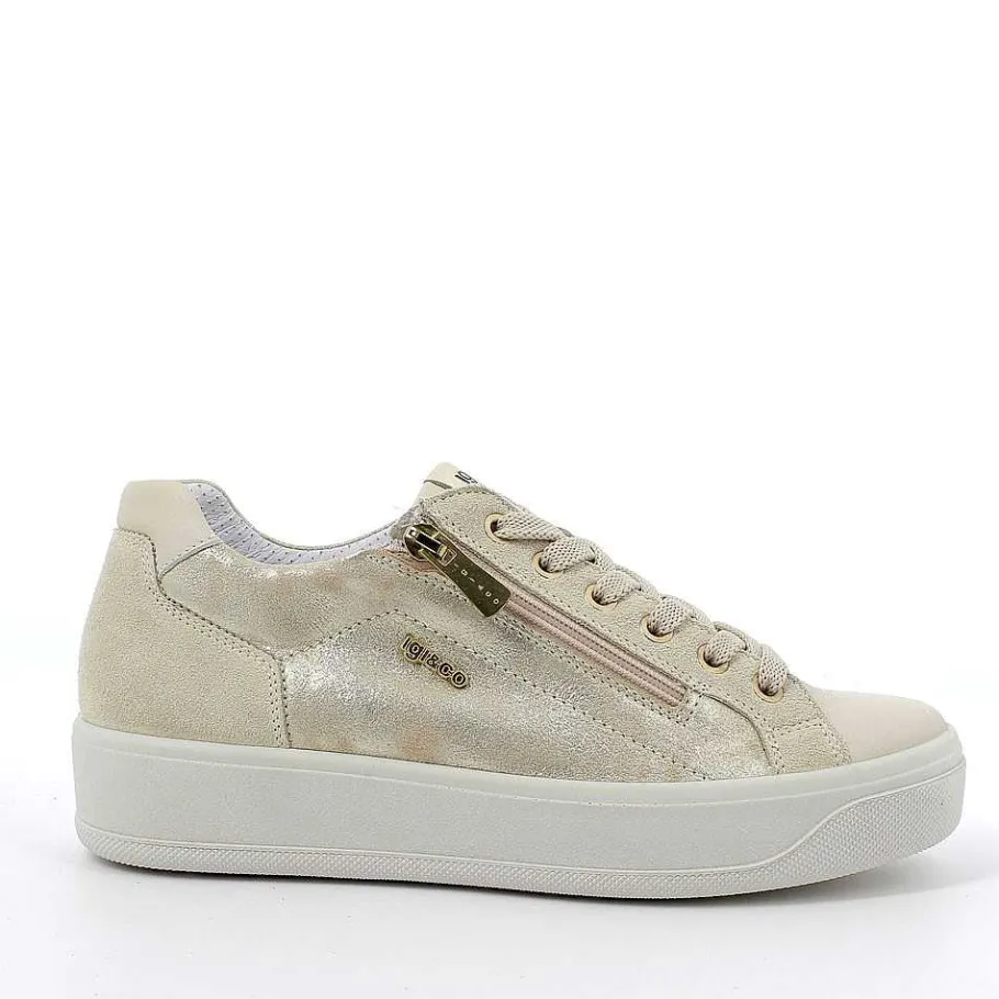 Woman Igi&Co Sneakers-Light Beige-Platinum Women'S Leather Sneaker
